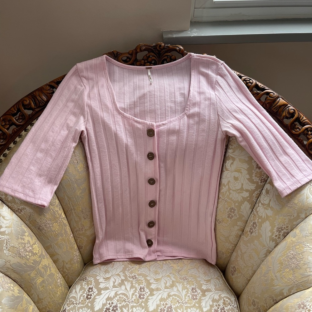 Free people pink cardigan